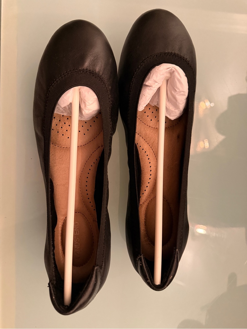 Lands End Women's Comfort Slip On Leather Ballet Flats